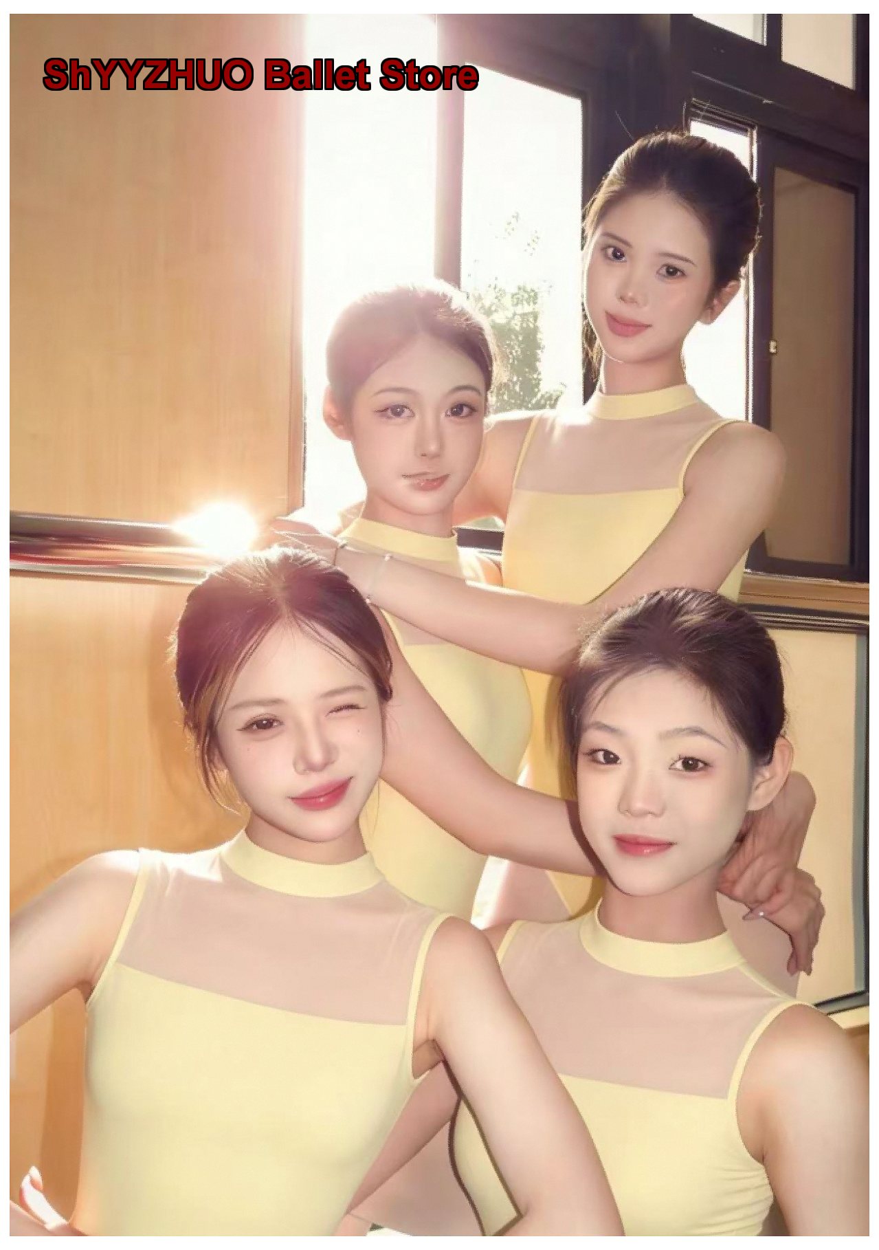 Pilates Yoga Aerial - Bodysuit Tari dengan Kerah Tegak untuk