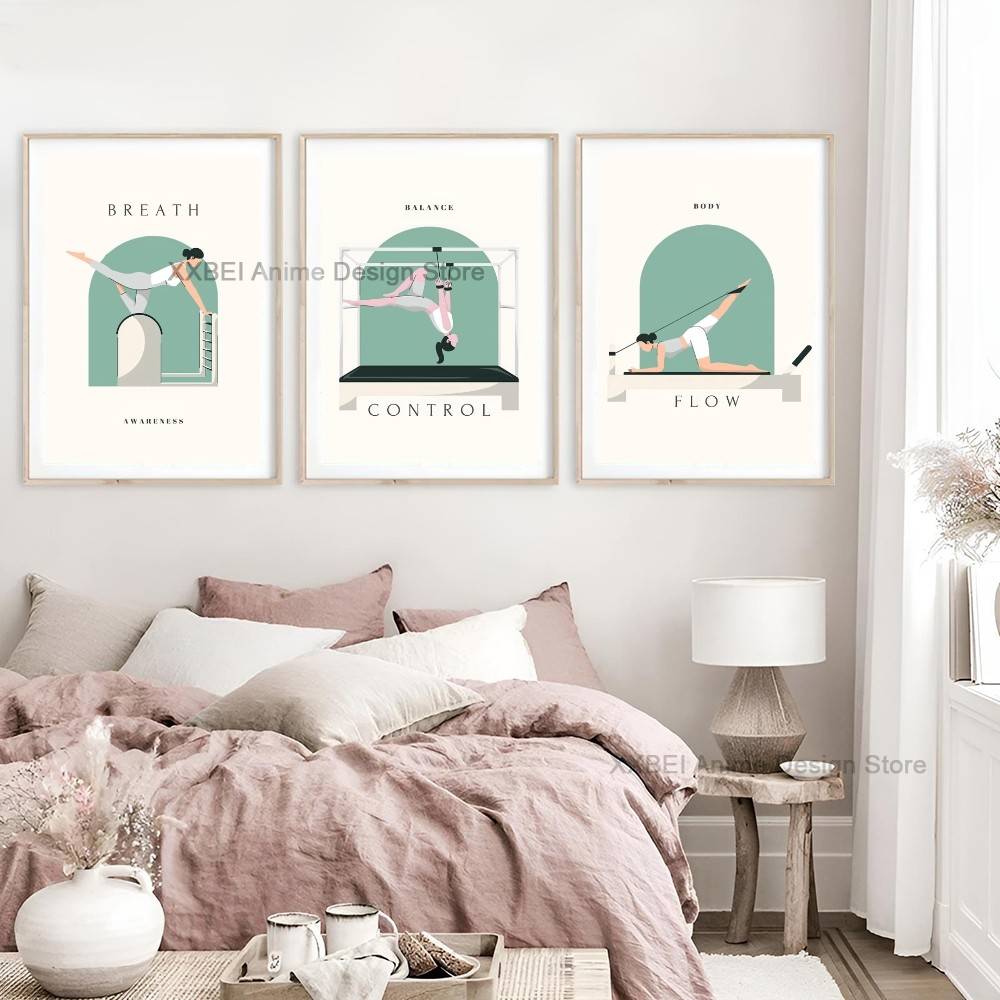 Poster Ilustrasi Latihan Pilat - Pilates Yoga Flow ulasan dan harga
