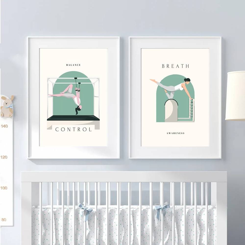 Poster Ilustrasi Latihan Pilat - Pilates Yoga Flow ulasan dan harga